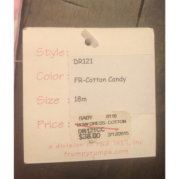 Frumpy Rumps Infant Girls 18 Mos Cotton Candy Pink Stripes Large Bow Dress NEW - Picture 3 of 4